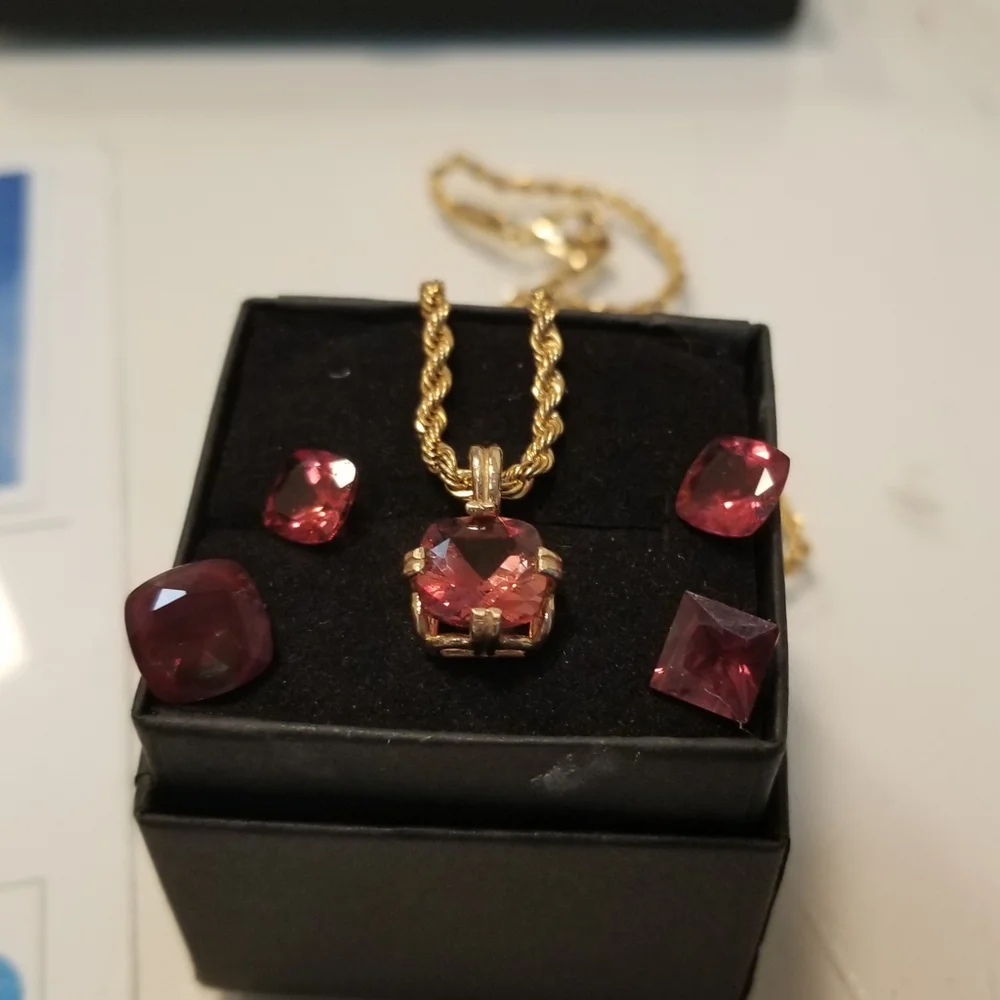 Easter Sale Vintage custom made 14k andesine sunstone  charm chain - Picture 7 of 16